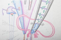 Influence of Pyramid Energy on Giant Bacteria, Surreal Drawing by Kevin Varner