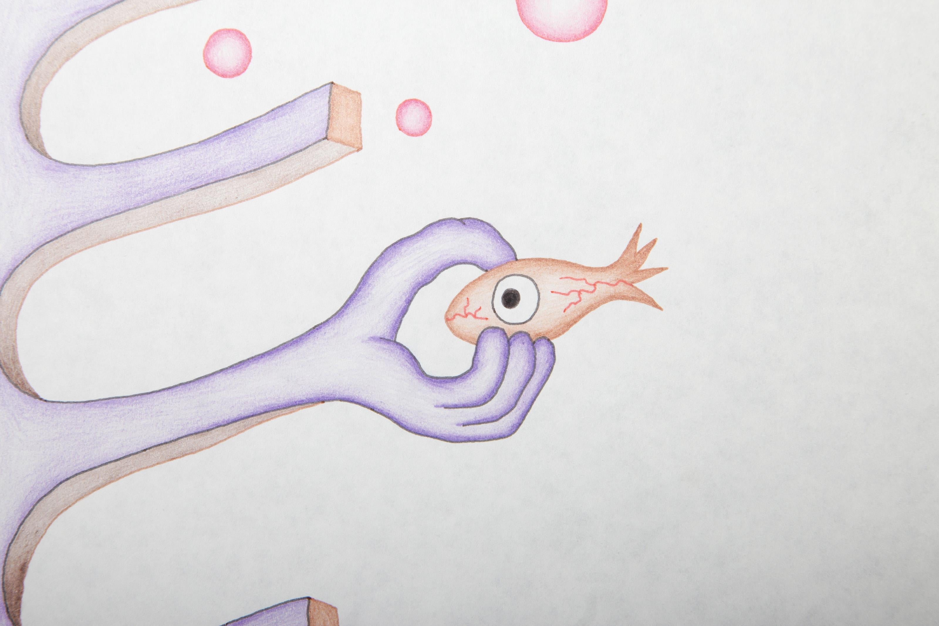 Influenza dell'energia piramidale sui batteri giganti, disegno surreale di Kevin Varner in vendita 1