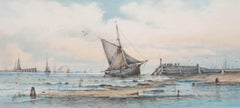 Framed Late 19th Century Watercolour - Off Gorleston Pier Head