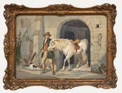 Aquarell des 19. Jahrhunderts – Der frühe Jagdmann