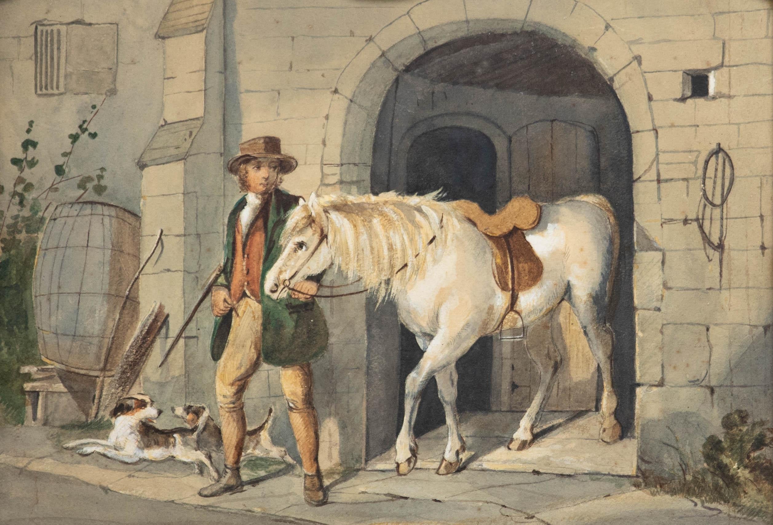 19th Century Watercolour - The Early Huntsman - Art by Unknown