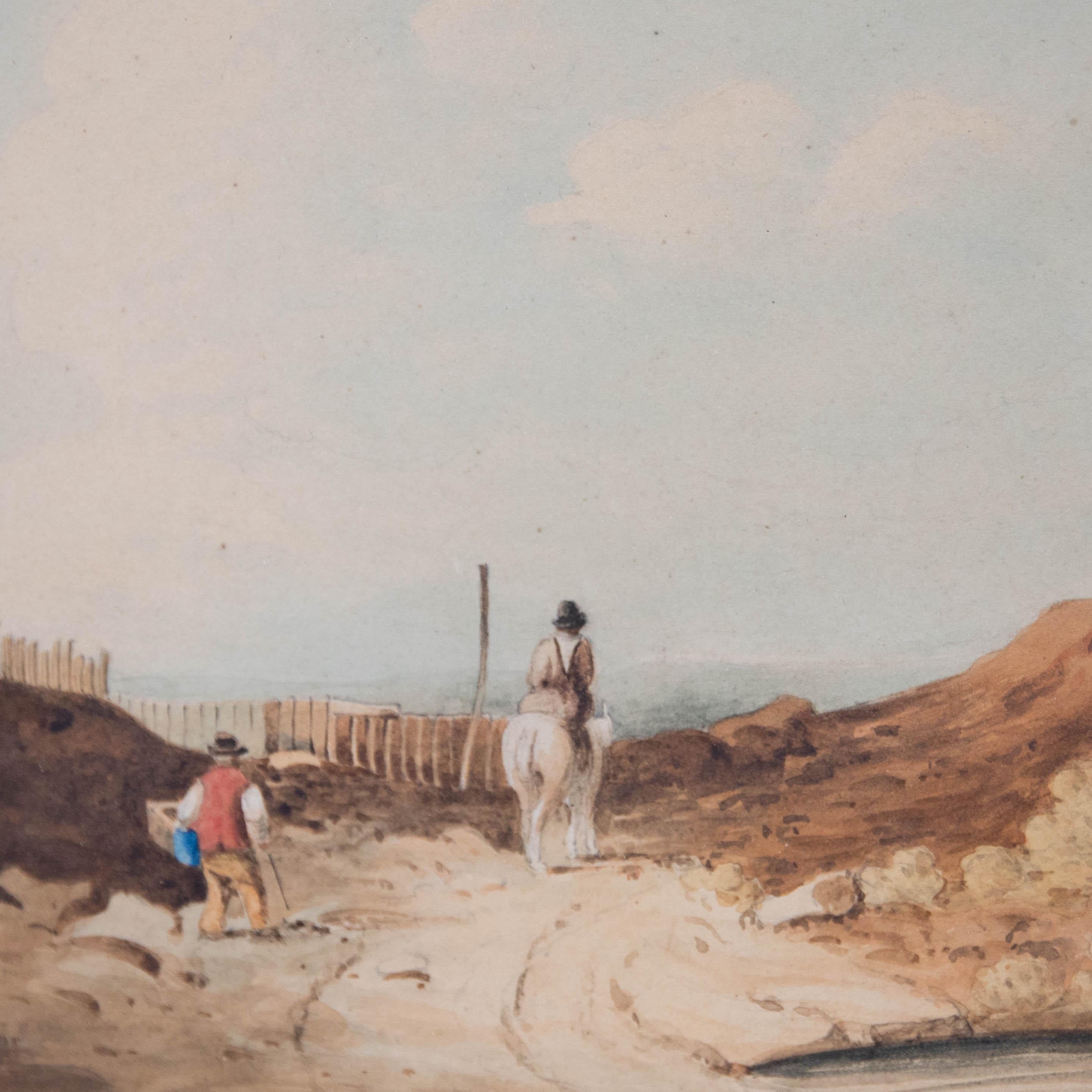 Rural landscape in the style of David Roberts (1796-1864). Presented in a simple gilt-effect frame. Unsigned. On paper.