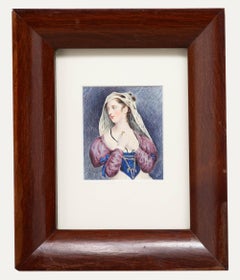 Antique W.B - Framed 19th Century Watercolour, Helen of Troy