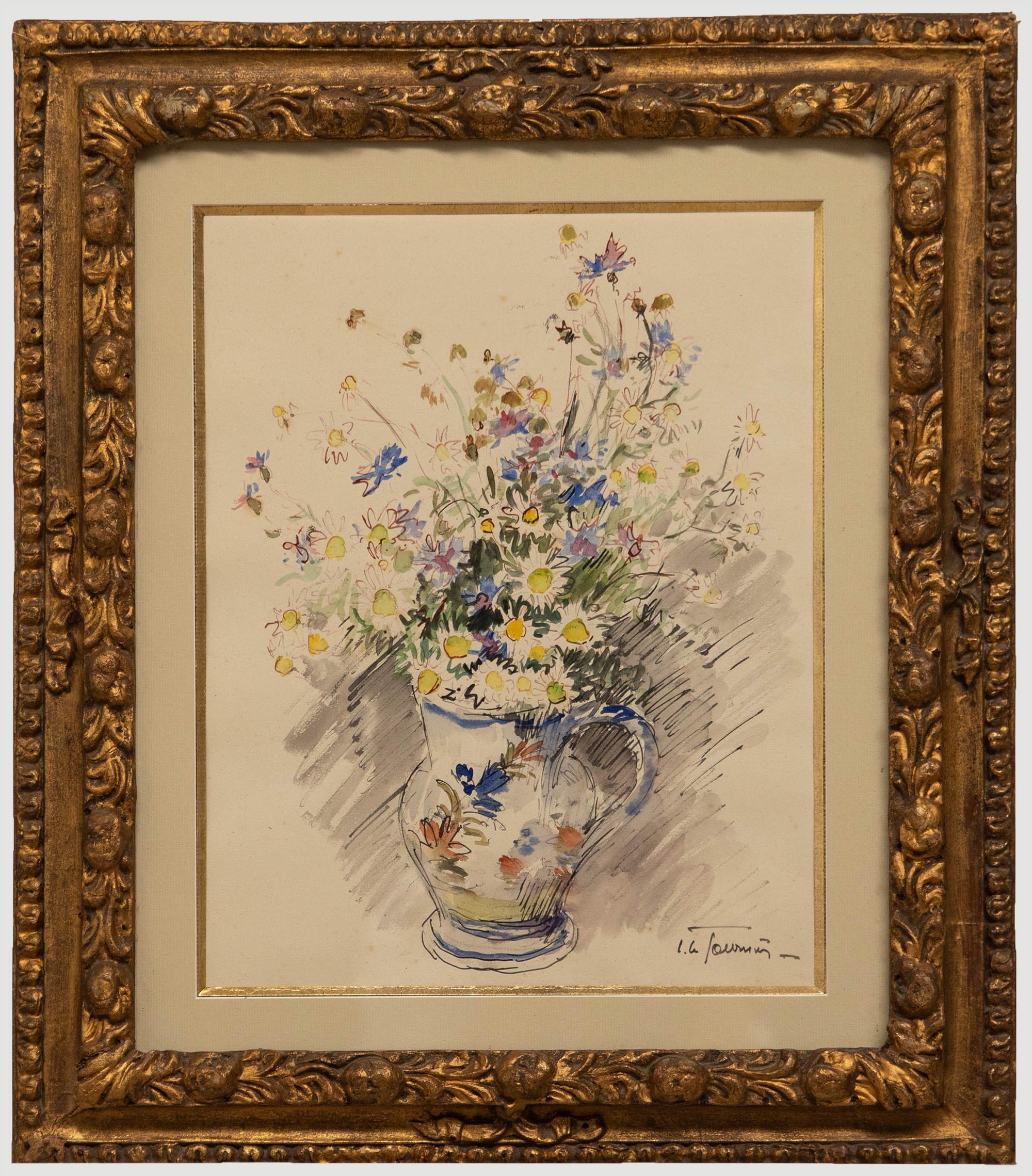 Unknown Still-Life - French School Early 20th Century Watercolour - Still Life of Daisies