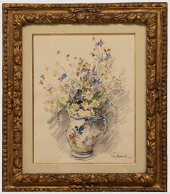 French School Early 20th Century Watercolour - Still Life of Daisies