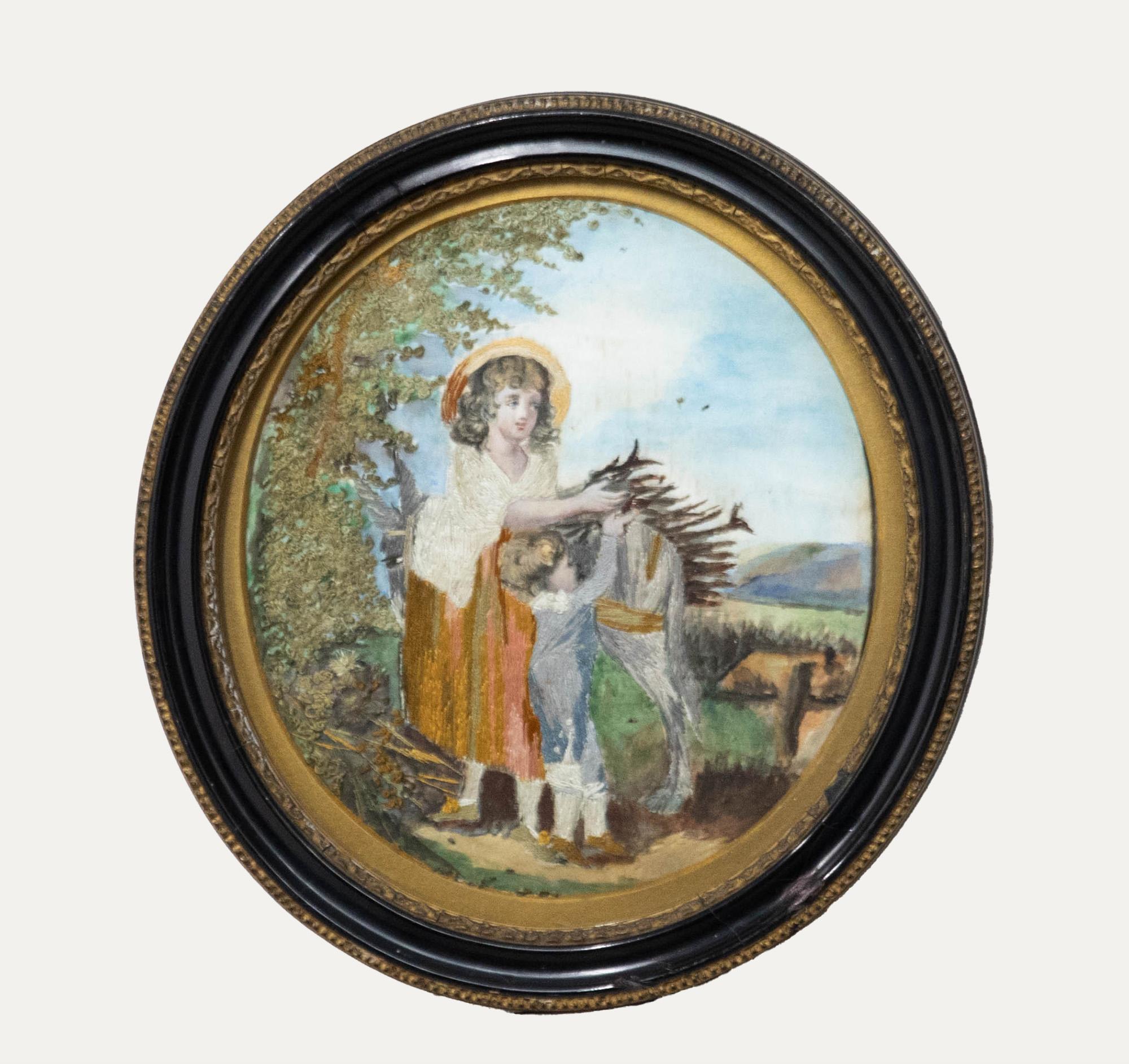 Broderie du 19ème siècle - Collecter du bois de chauffage - Art de Unknown