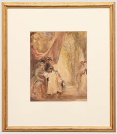 Antique George Cattermole (1800-1868) - Framed Watercolour, In the Palace Gardens