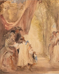 George Cattermole (1800-1868) - Framed Watercolour, In the Palace Gardens