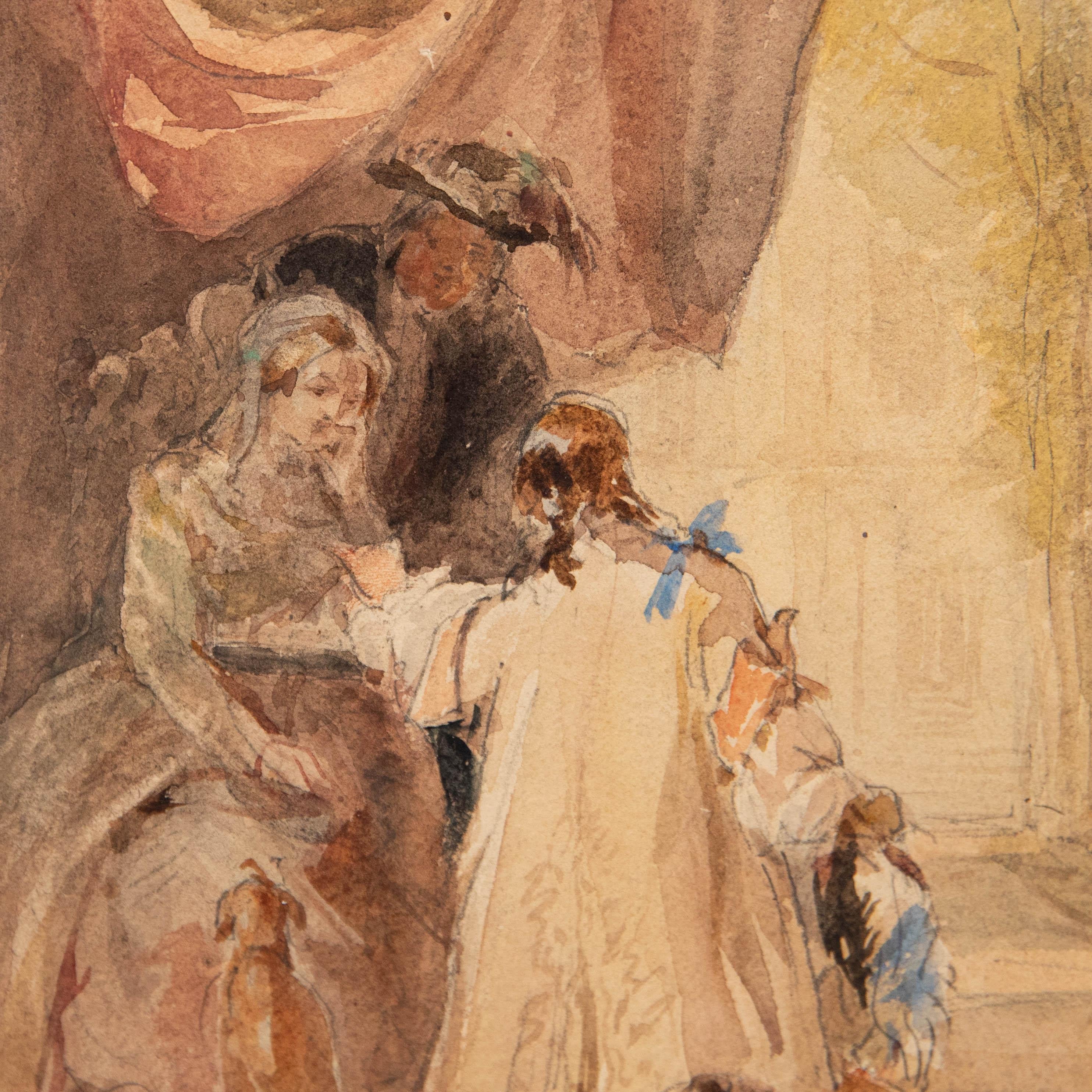 George Cattermole (1800-1868) - Gerahmtes Aquarell, In den Schlossgärten im Angebot 3