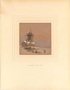 Attrib. Edward Duncan RWS (1803-1882) - 1868 Watercolour, Norfolk Windmill