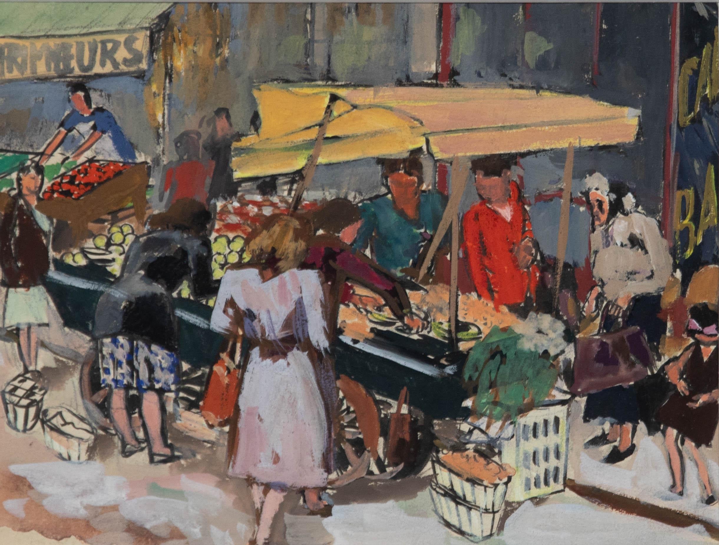 Georges Pacouil (1903-1996) - Mid 20th Century Gouache, Parisian Market - Art by Unknown