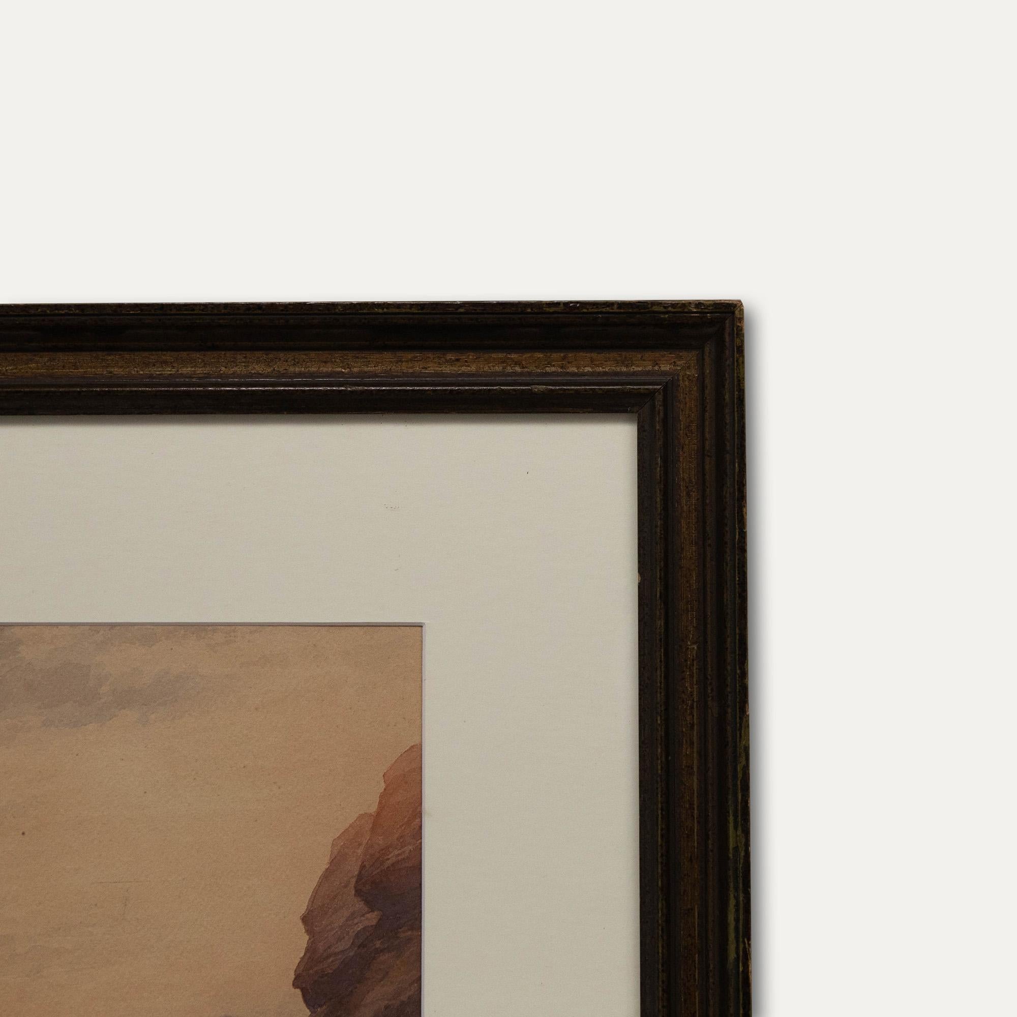 Attribué. William Cook (vers 1870-1890) - Aquarelle, Côte de Cornish au crépuscule 2