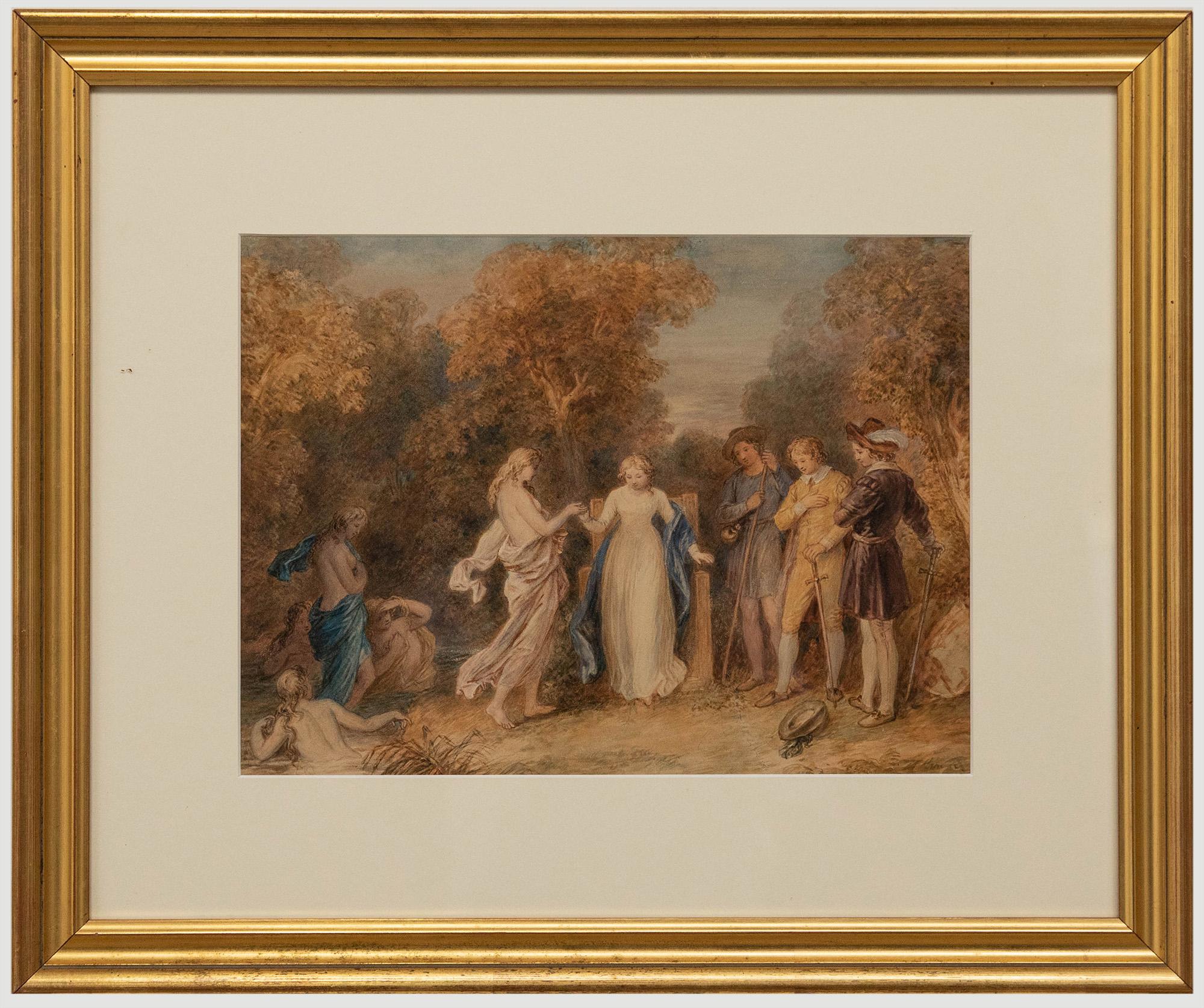 Unknown Figurative Art - John Massey Wright (1777-1866) - 19th Century Watercolour, Scene From Comus