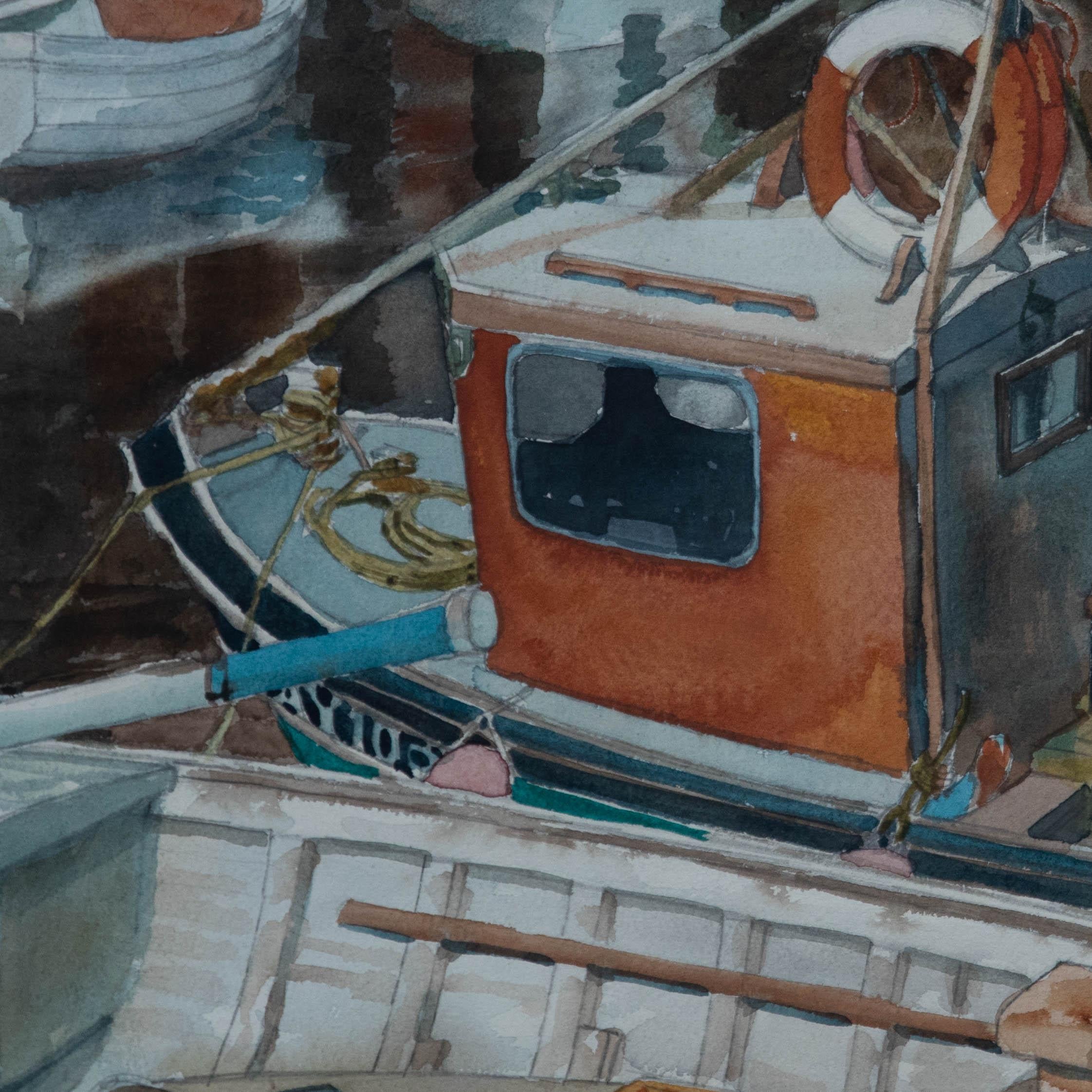 John Baxter Fleming (1912-1986) - Watercolour, Fishing Boats in Crail 1