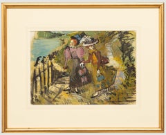 John Paddy Carstairs (1916-1970) - Framed Gouache, Strolling the Towpath