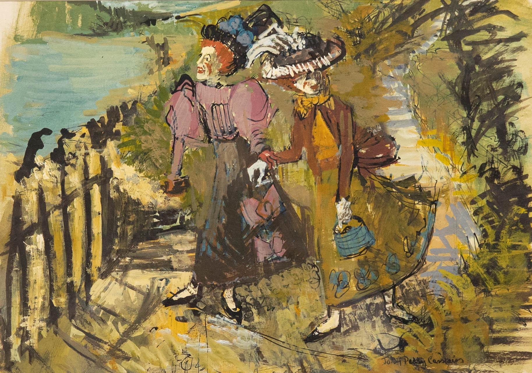 John Paddy Carstairs (1916-1970) - Gouache incorniciata, Passeggiata lungo il sentiero - Art di Unknown
