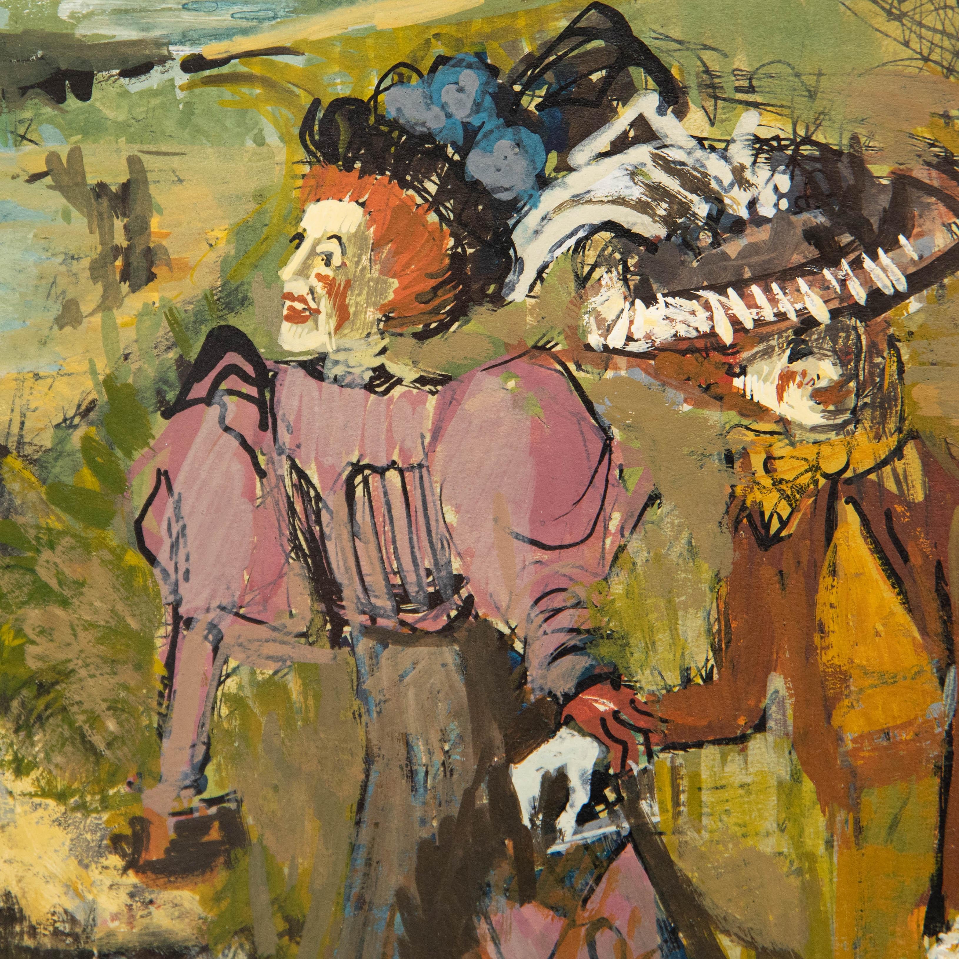 John Paddy Carstairs (1916-1970). Opera originale a inchiostro e gouache. Presentato in una montatura wash-line e in una cornice dorata. Firmato in basso a destra. Sulla carta.