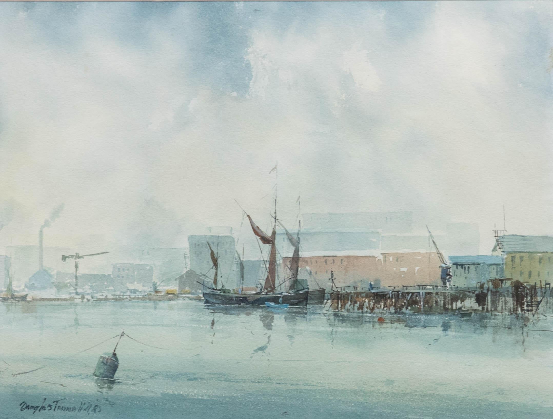 Douglas Tannahill - Framed Watercolour, Isle of Dogs from Rotherhithe Reach - Art by Unknown