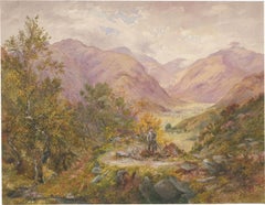 L. Drayton - 19th Century Watercolour, Shepherd & His Sheep