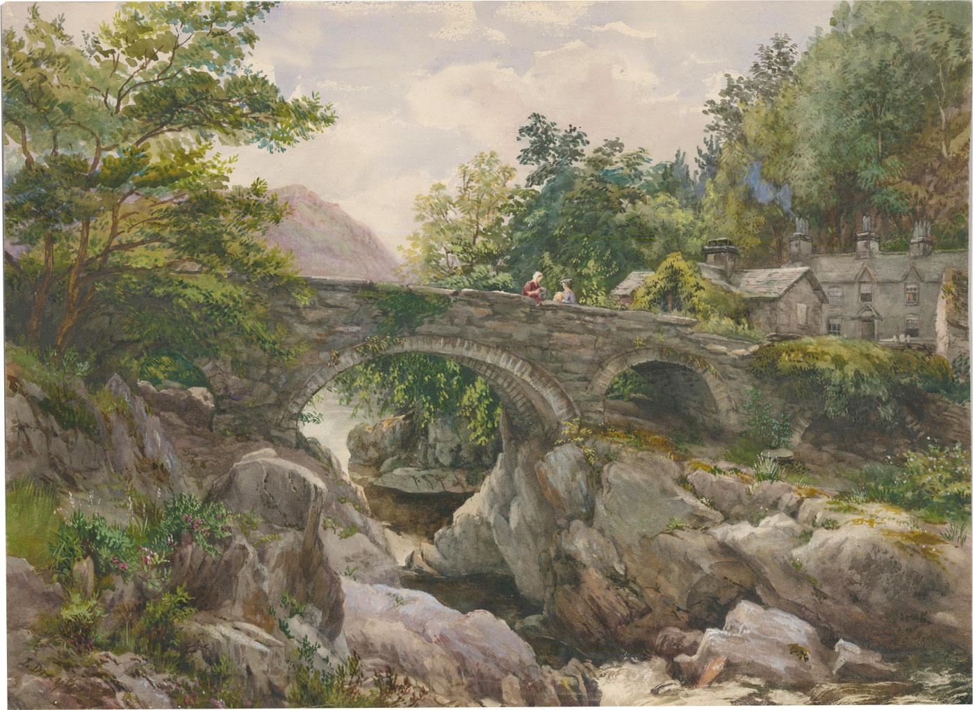 L. Drayton - 19th Century Watercolour, Pont-y-Pair Bridge - Art by Unknown