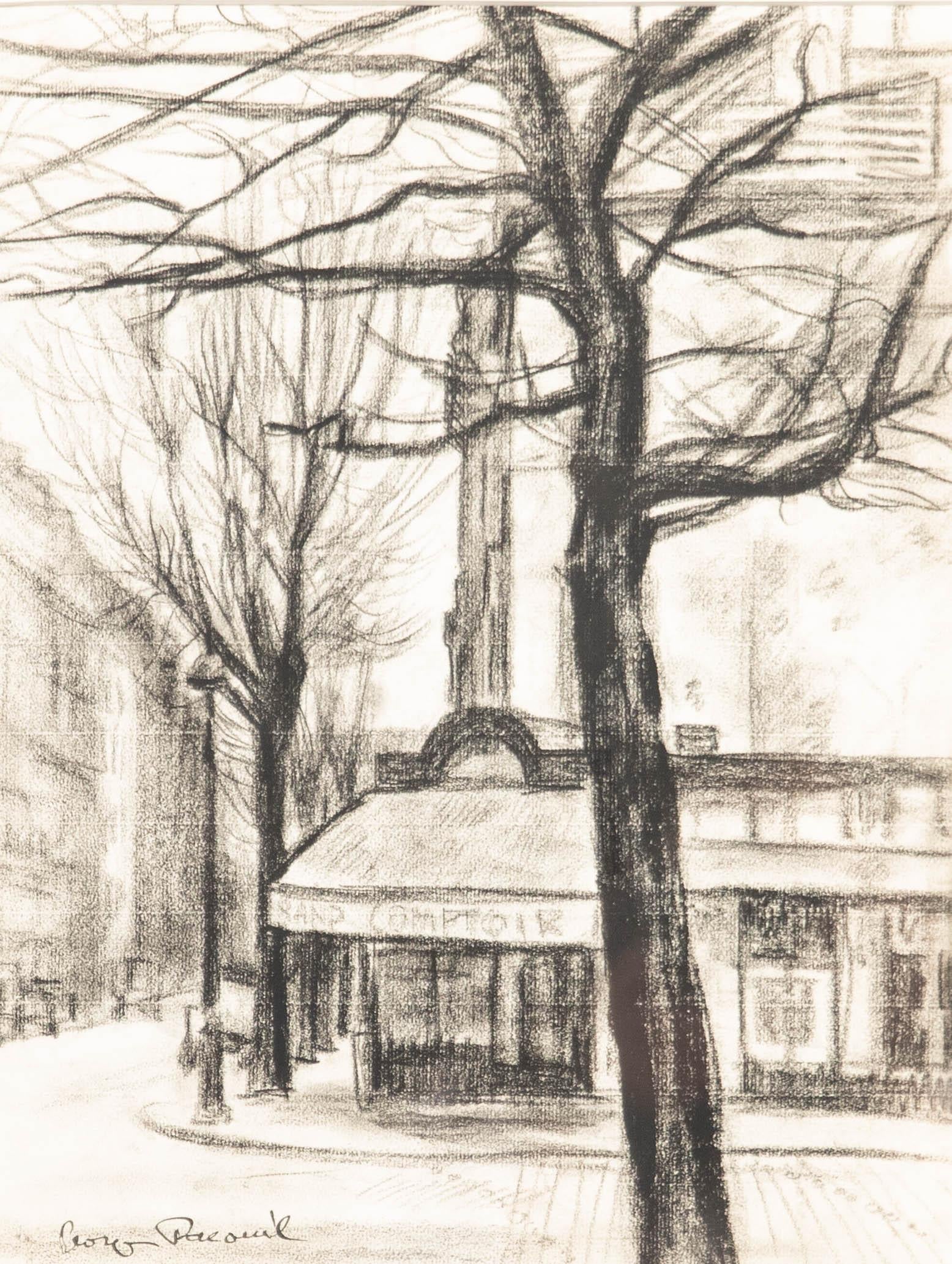 Georges Pacouil (1903-1996) - Mid 20th Century Charcoal Drawing, Grand Comtoir - Art by Unknown