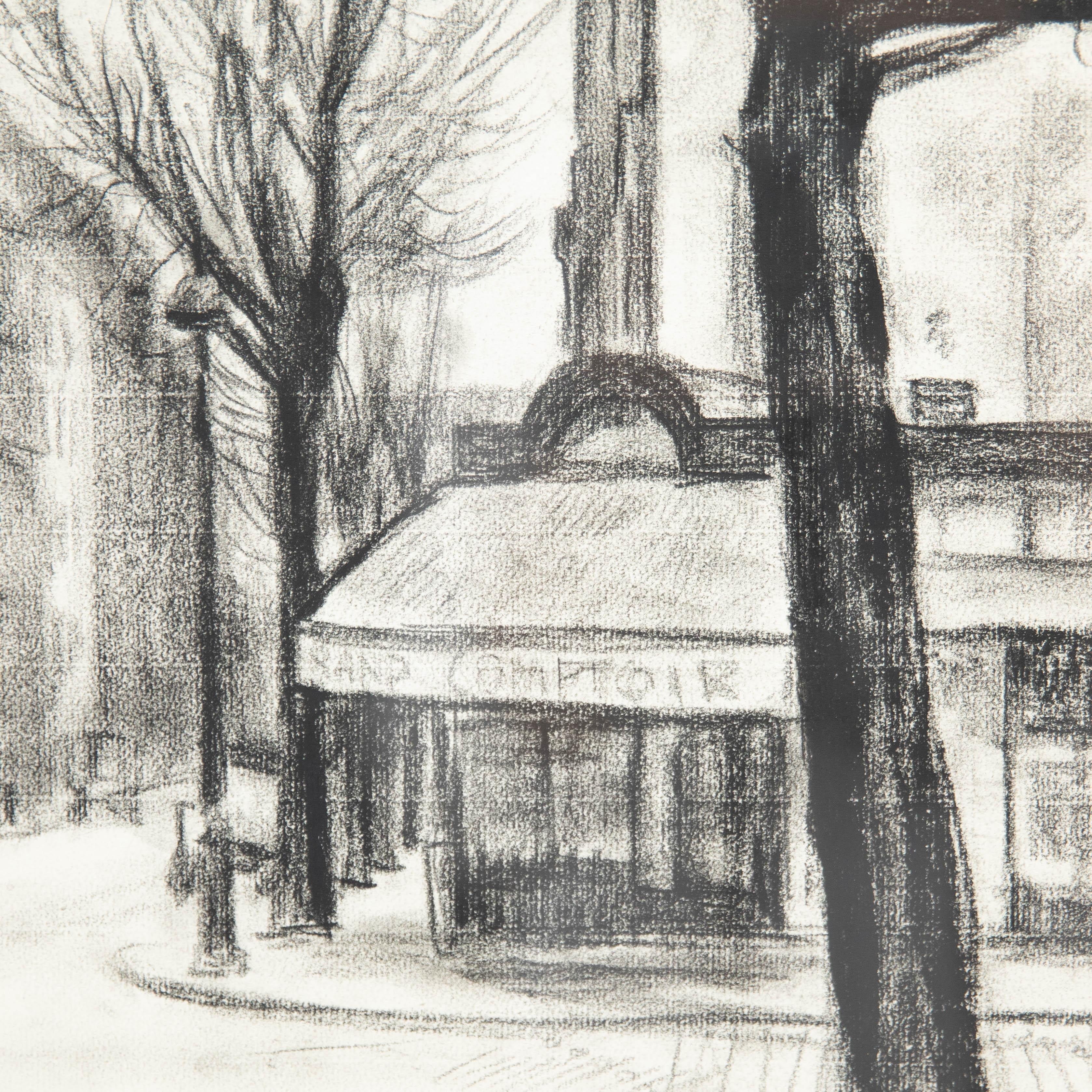 Georges Pacouil (1903-1996) - Mid 20th Century Charcoal Drawing, Grand Comtoir For Sale 1