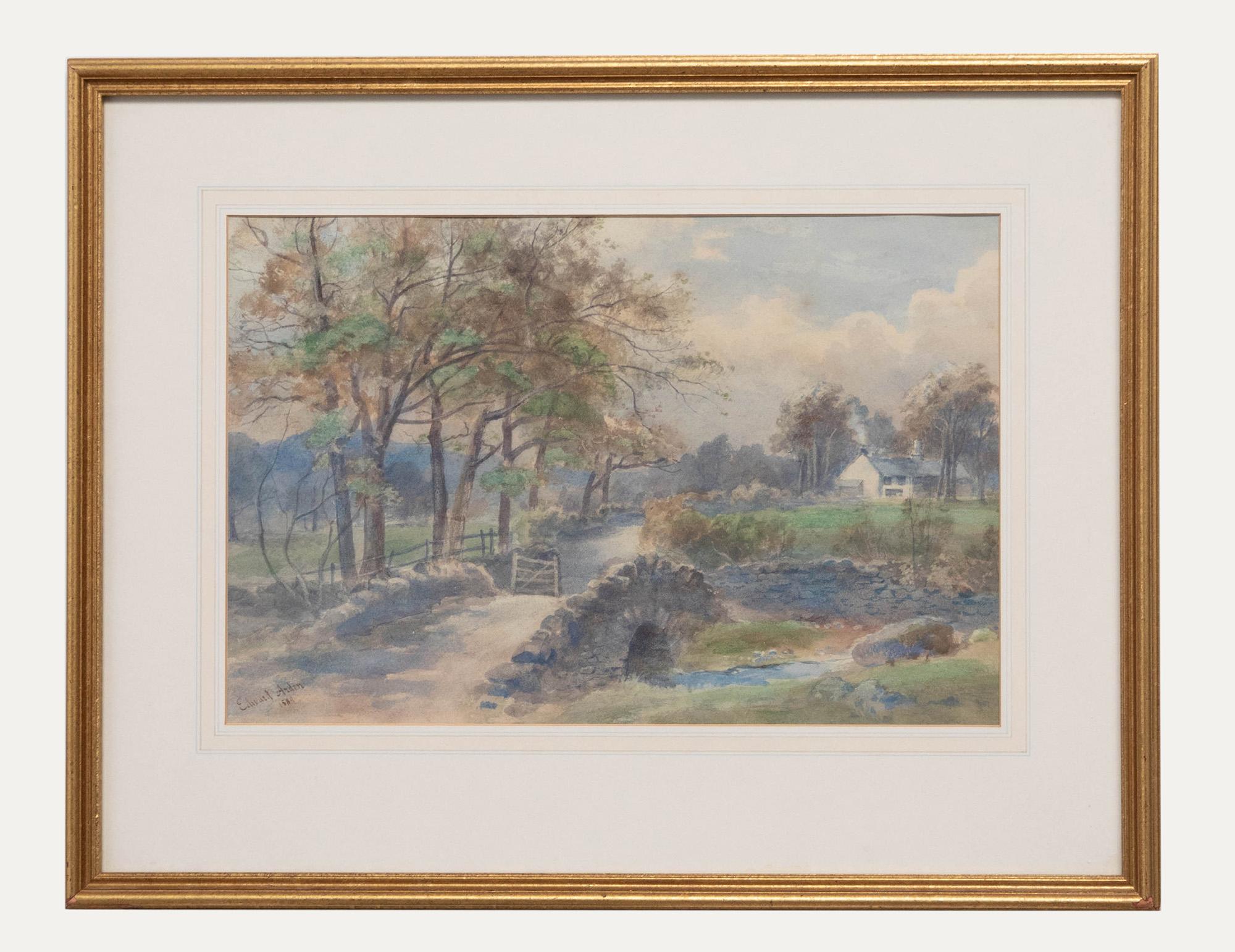 Unknown Landscape Art - Edward Tucker Jnr (1847-1910) - Framed Watercolour, Lake District Stream
