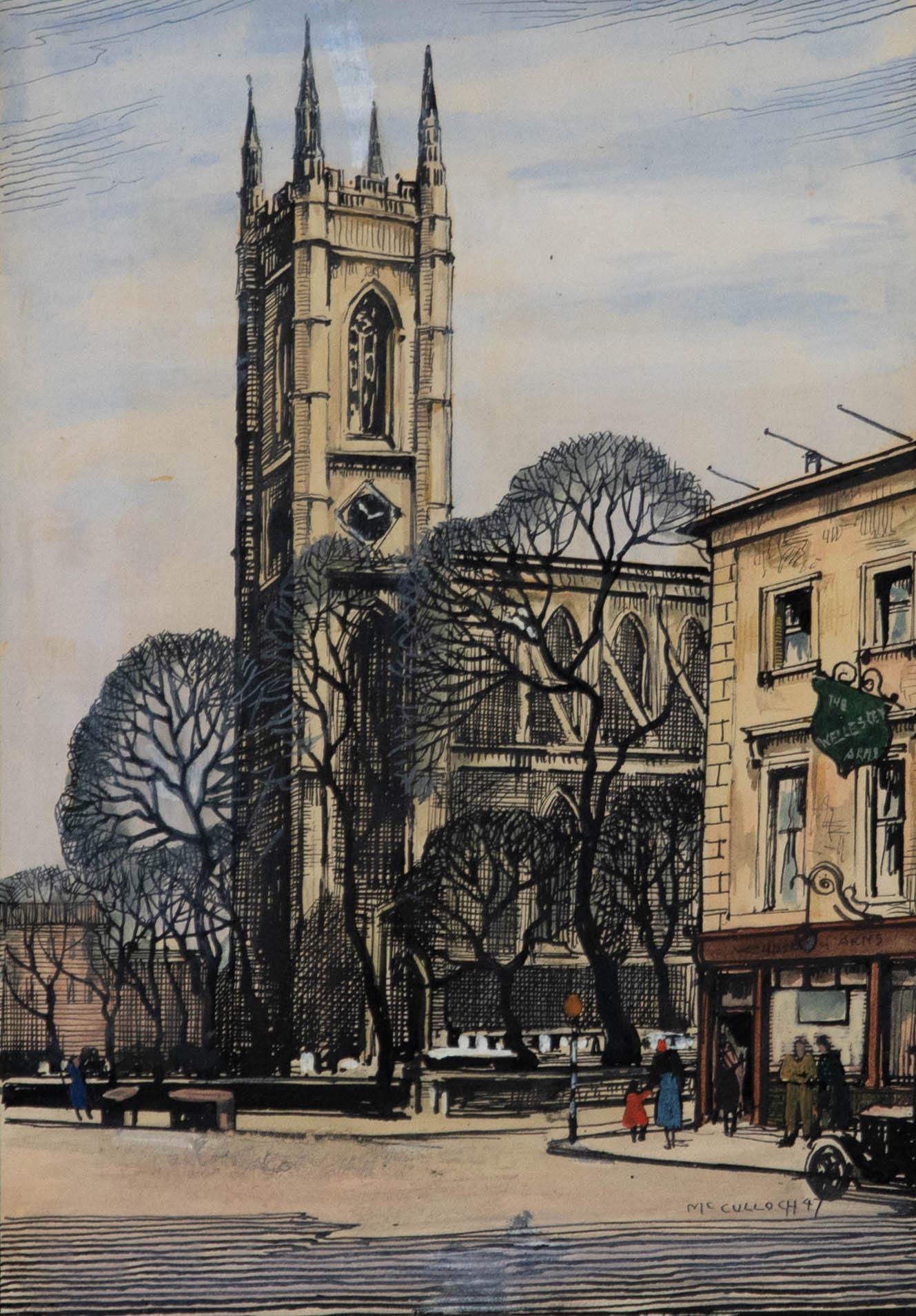Joseph R. Radcliffe Macculloch (1893-1961)- Watercolour, St Dunstan-in-the-East - Art by Unknown