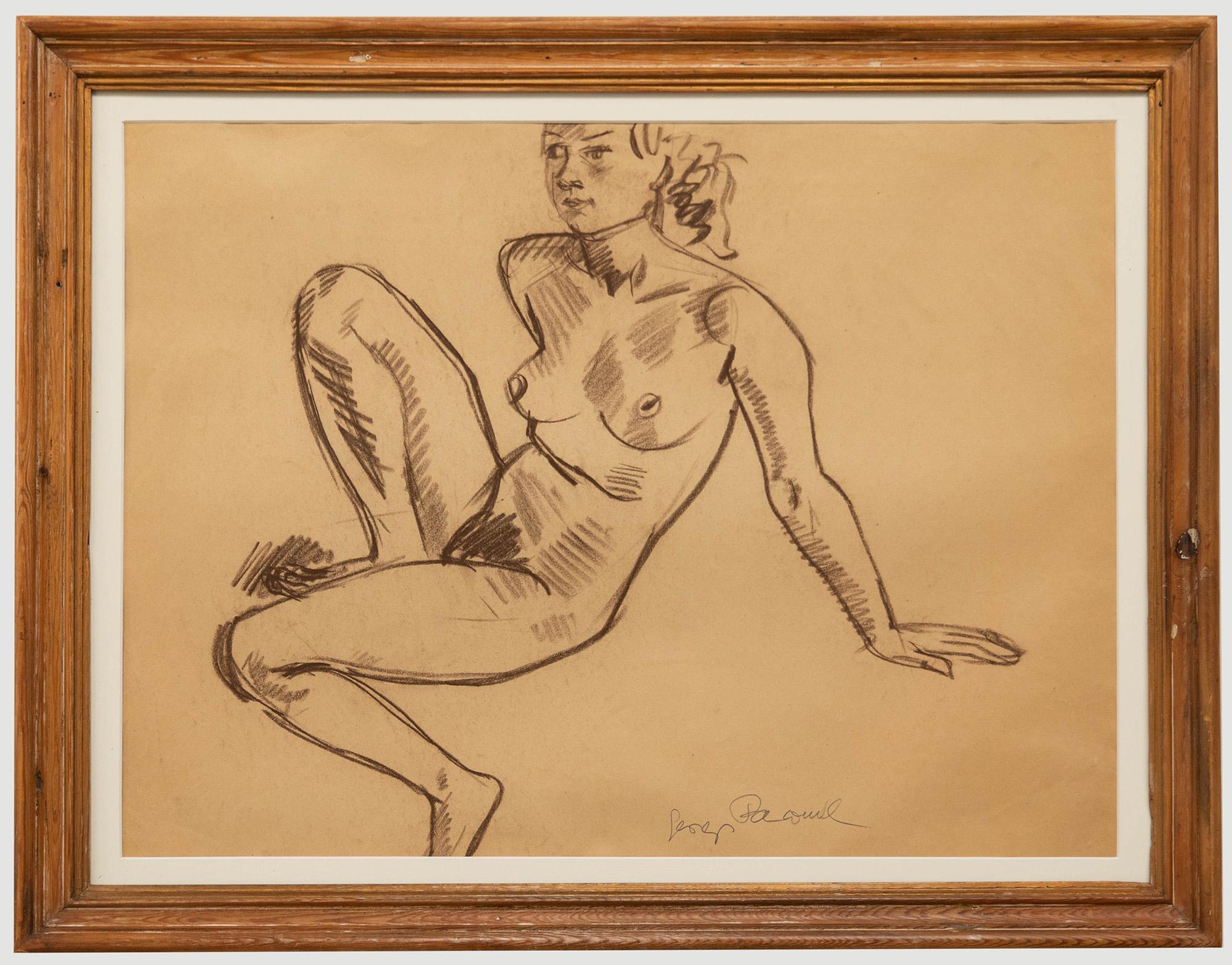 Georges Pacouil (1903-1996) - Mid 20th Century Charcoal Drawing, Poised Nude - Art by Unknown