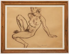Vintage Georges Pacouil (1903-1996) - Mid 20th Century Charcoal Drawing, Poised Nude