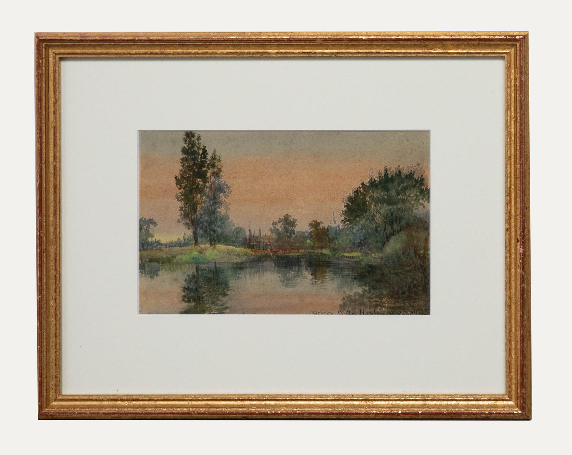 Unknown Landscape Art - George Wills Harley (fl.1900-1909)- Framed Watercolour, A View of Eton College