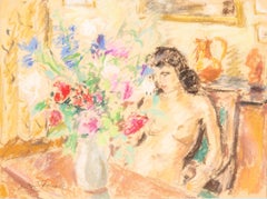 Georges Pacouil (1903-1996) - Mid 20th Century Pastel, Nude with Flowers