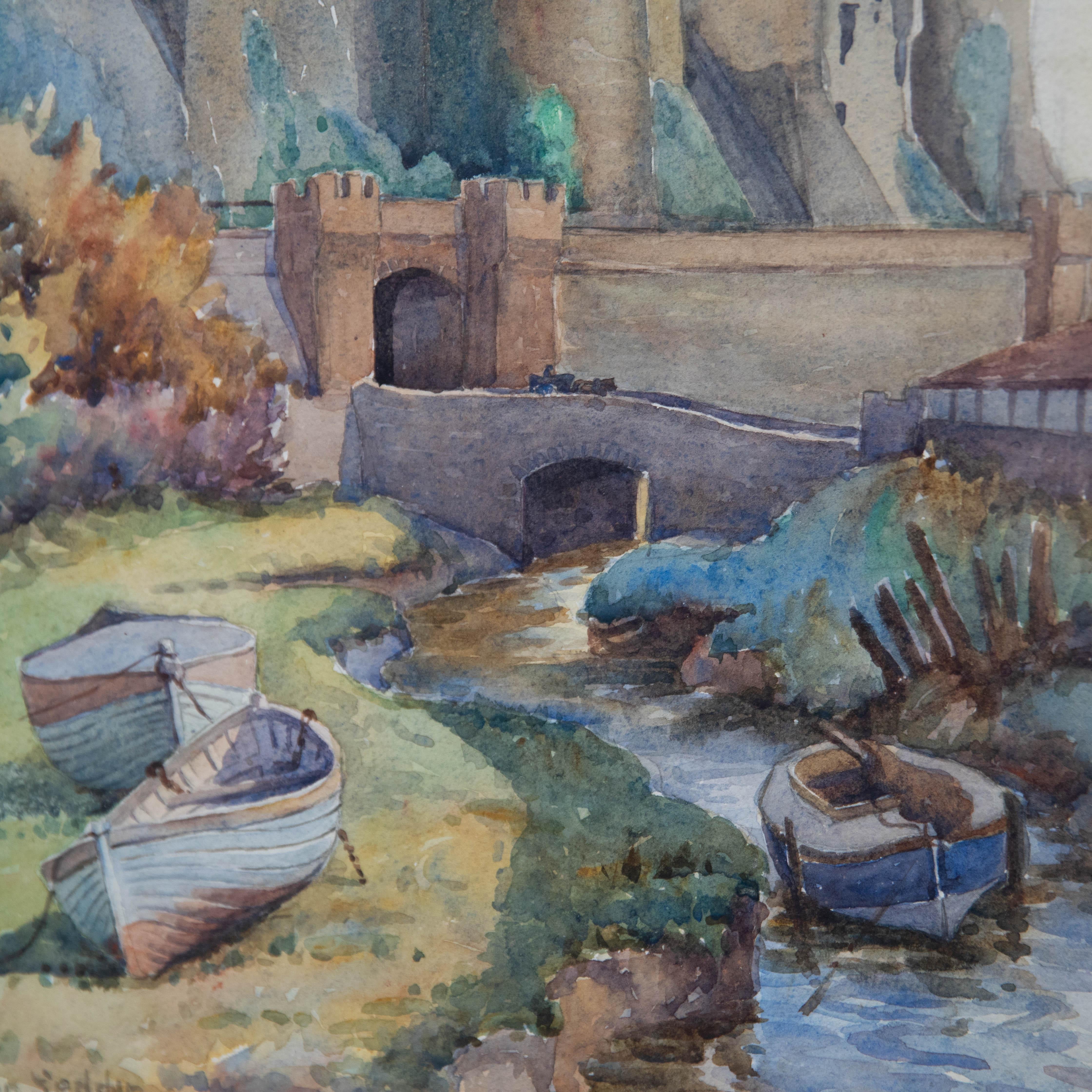 Helen Priscilla Seddon STISA (1891-1975) - Watercolour, Conwy Castle For Sale 1