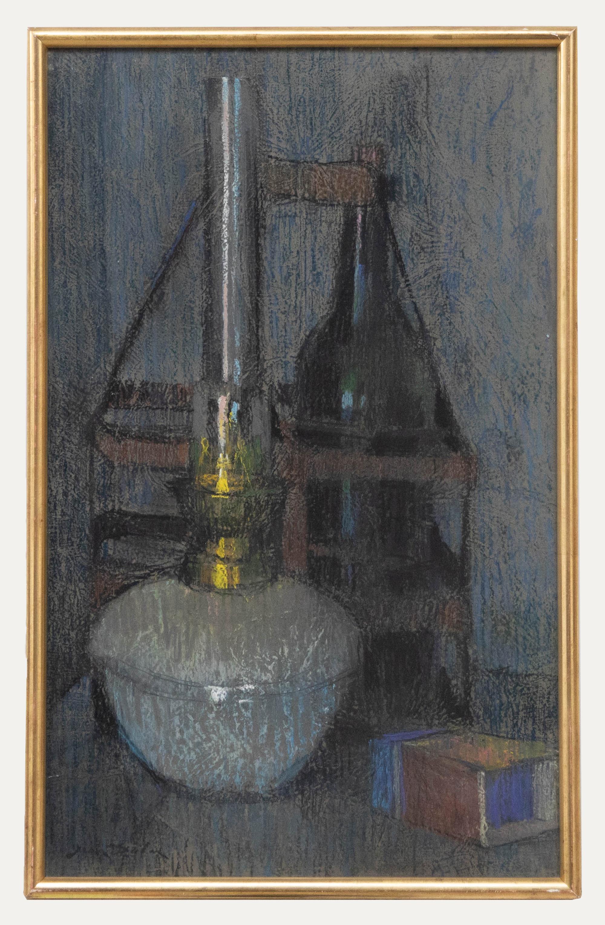 Unknown Still-Life - Jean Dulac (1902-1968) - 1958 Pastel, Le Lampe a Petrole