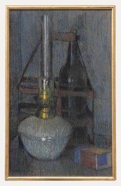 Jean Dulac (1902-1968) - 1958 Pastel, Le Lampe à Petrole