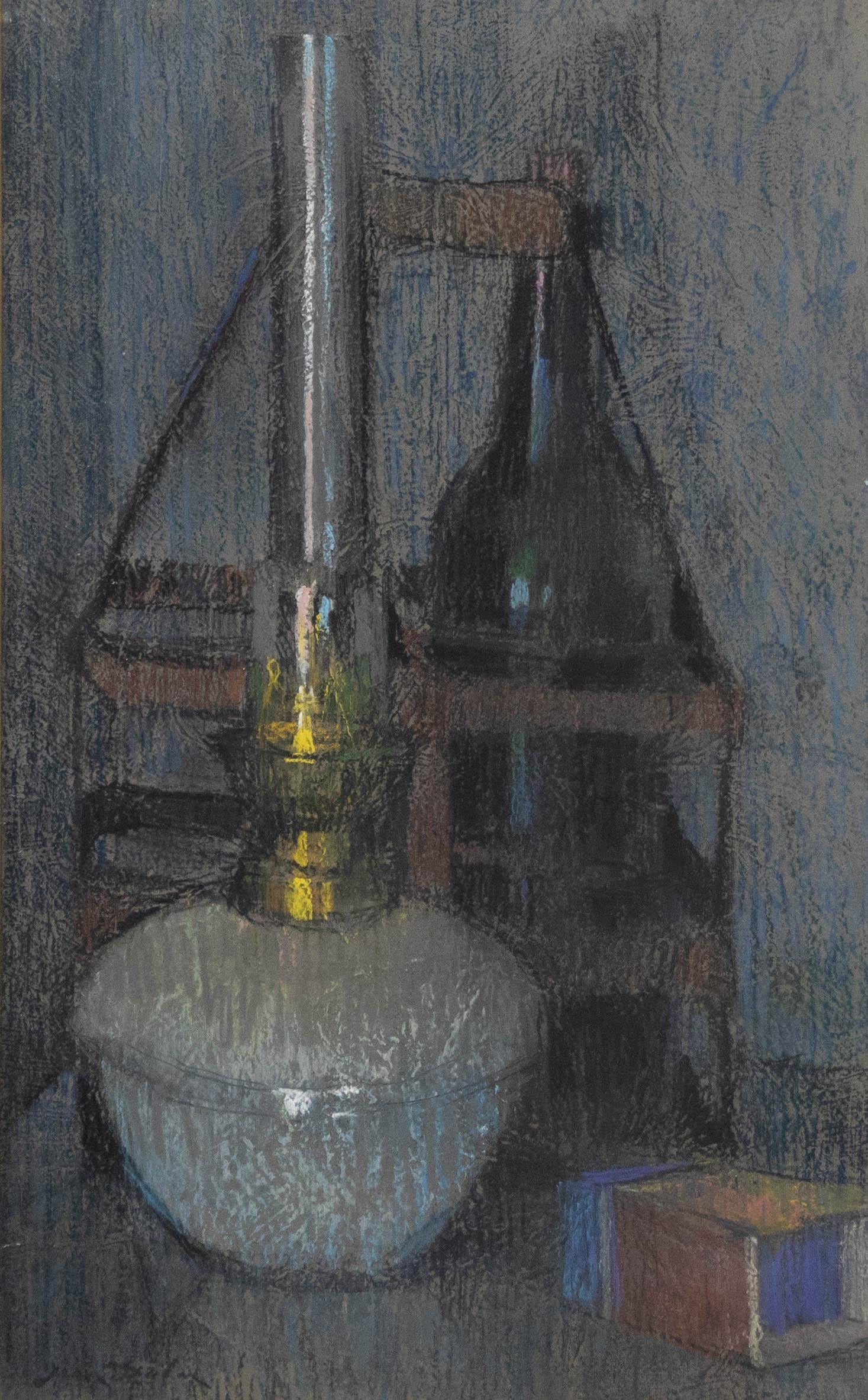 Jean Dulac (1902-1968) - 1958 Pastel, Le Lampe a Petrole - Art by Unknown