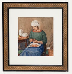 Harry B. Marland - Framed Early 20th Century Watercolour, Peeling Carrots