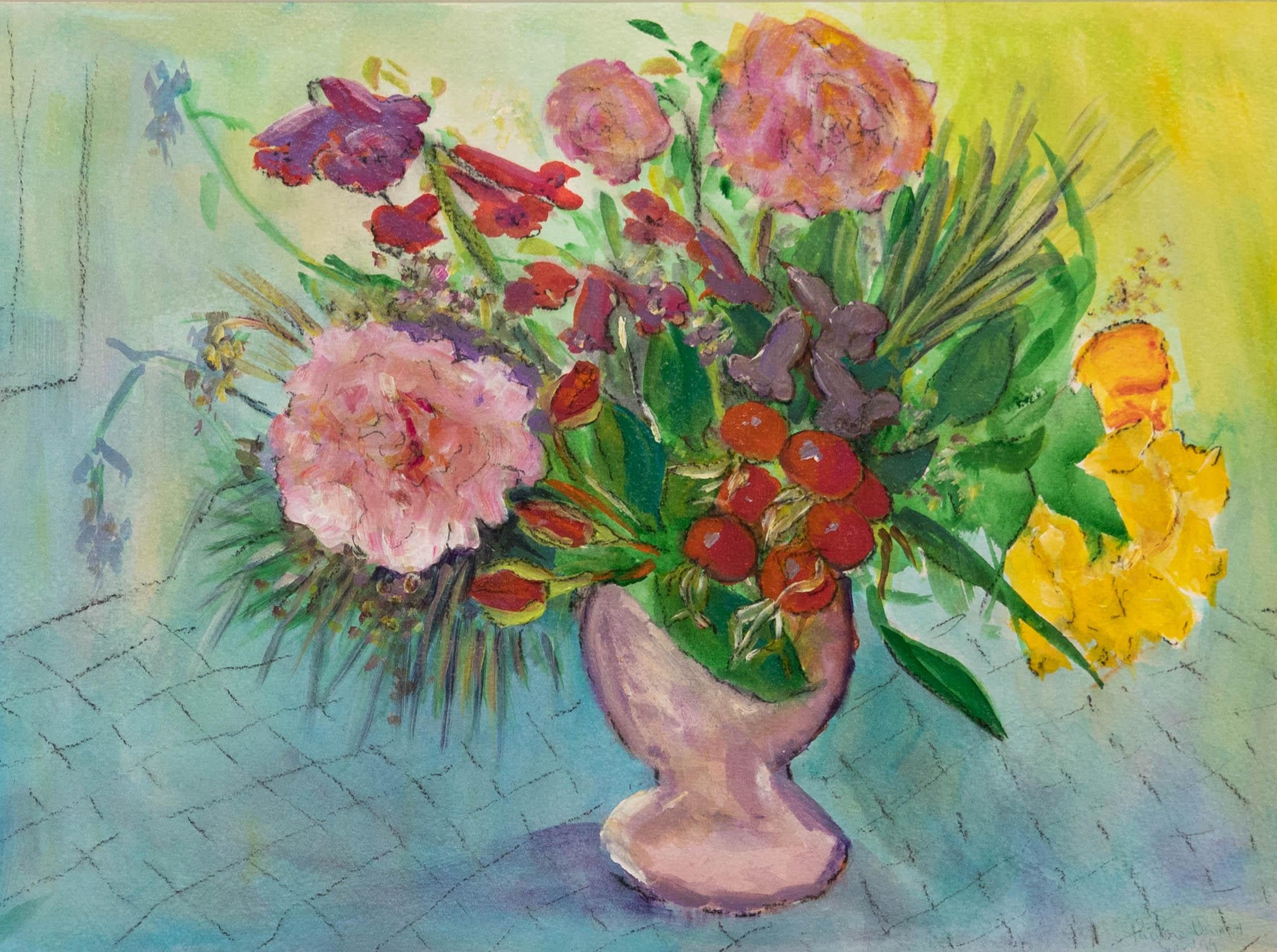 Pauline U.  - 1999 Watercolour, Summer Bouquet - Art by Unknown