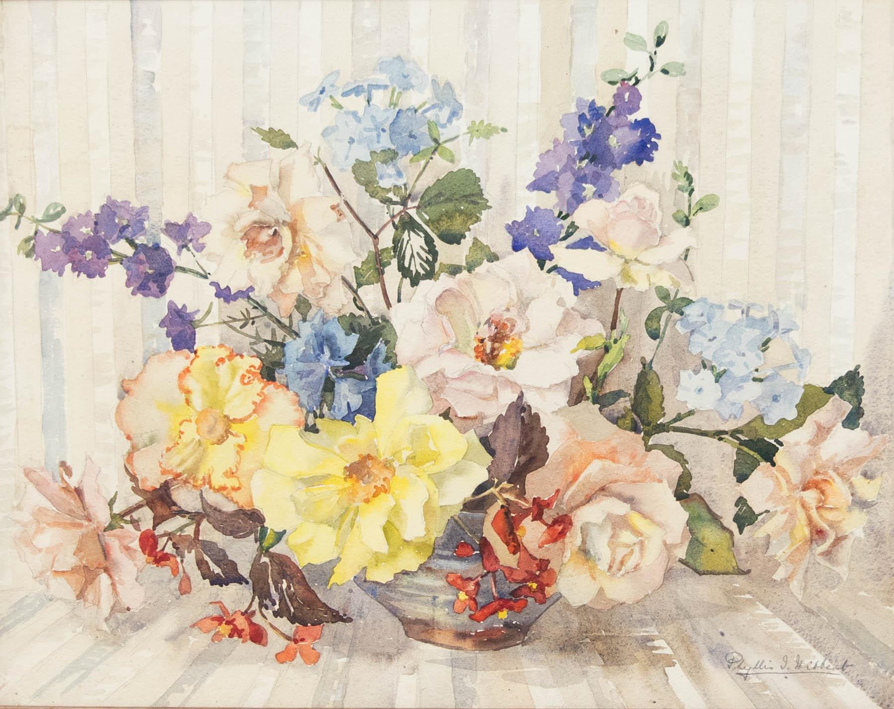 Phyllis I. Hibbert (1903-1971) - Framed Watercolour, Summer Flowers - Art by Unknown