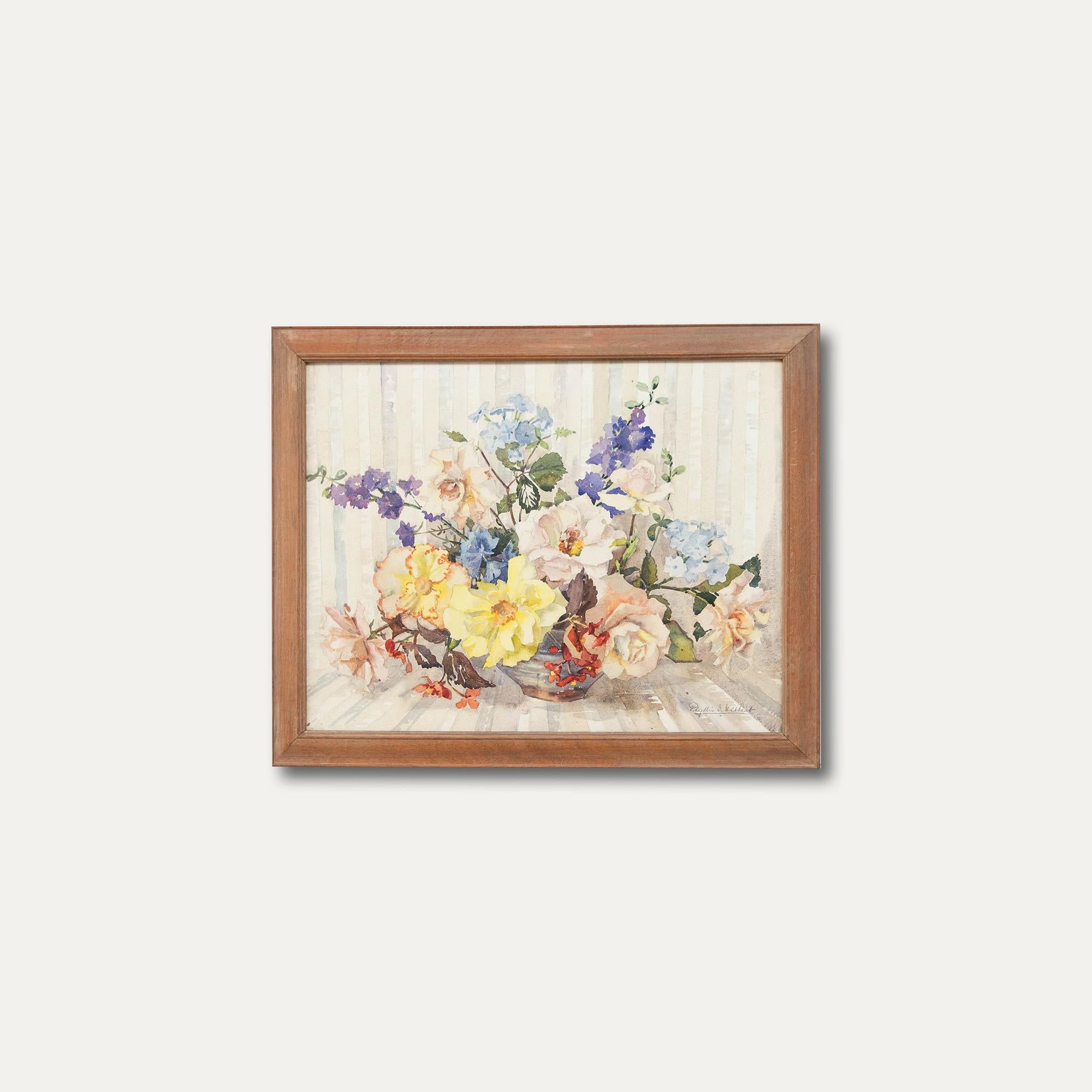 Phyllis I. Hibbert (1903-1971) - Framed Watercolour, Summer Flowers For Sale 2