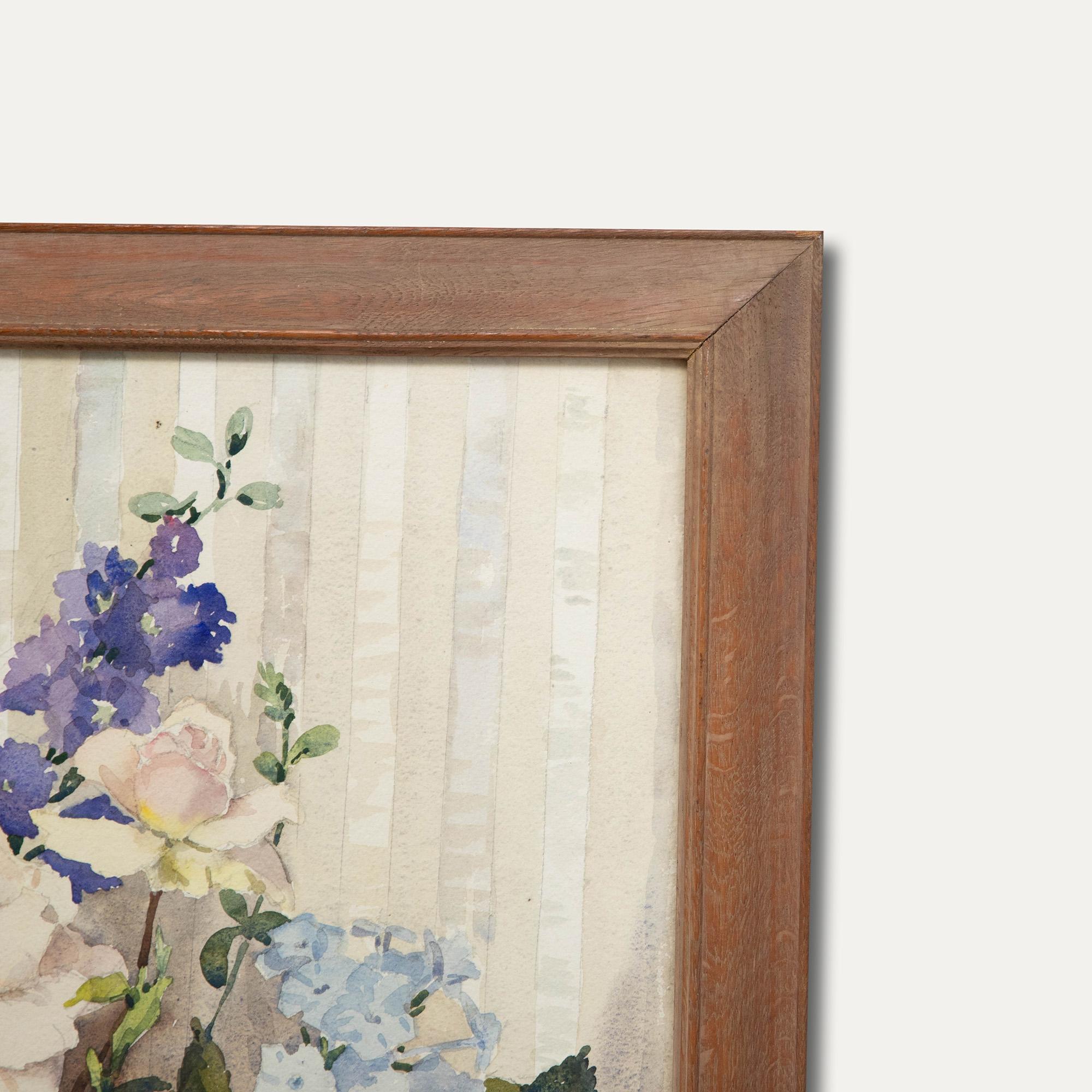 Phyllis I. Hibbert (1903-1971) - Framed Watercolour, Summer Flowers For Sale 1
