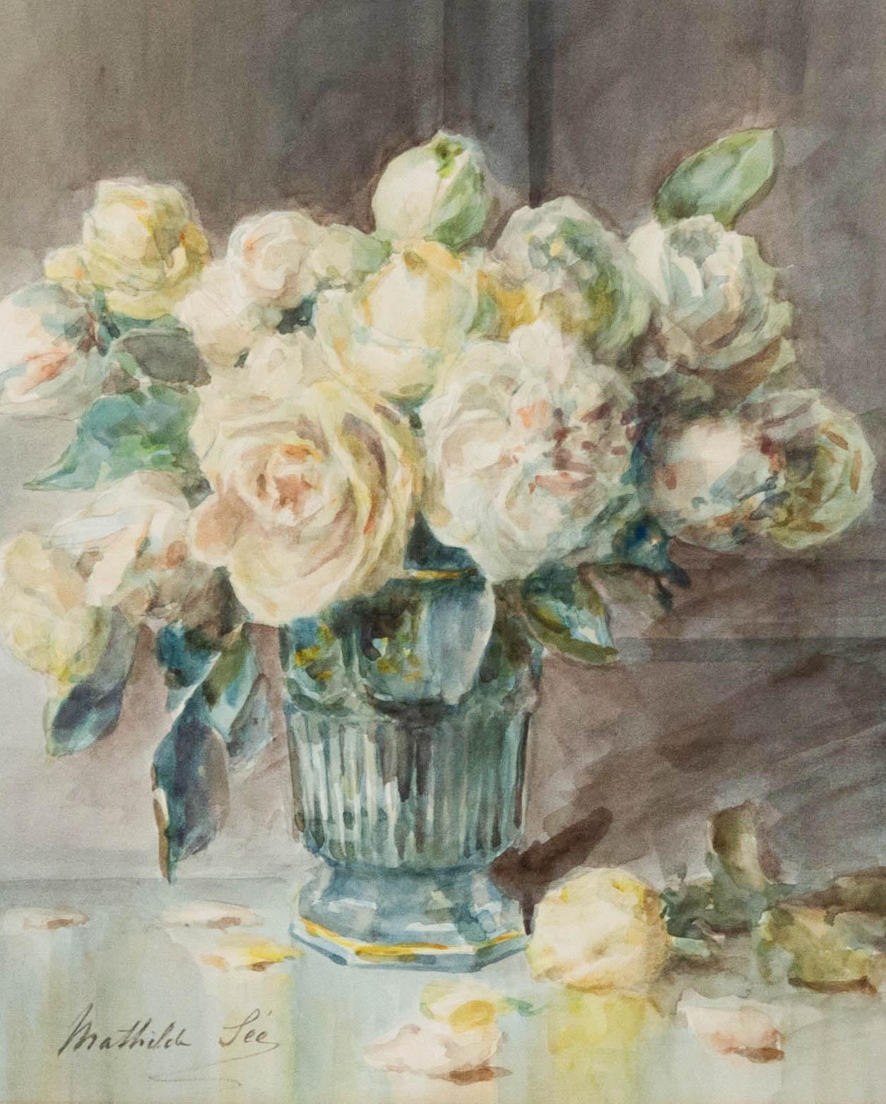 Mathilde See - French Early 20th Century Watercolour, Bouquet de Roses - Art by Unknown