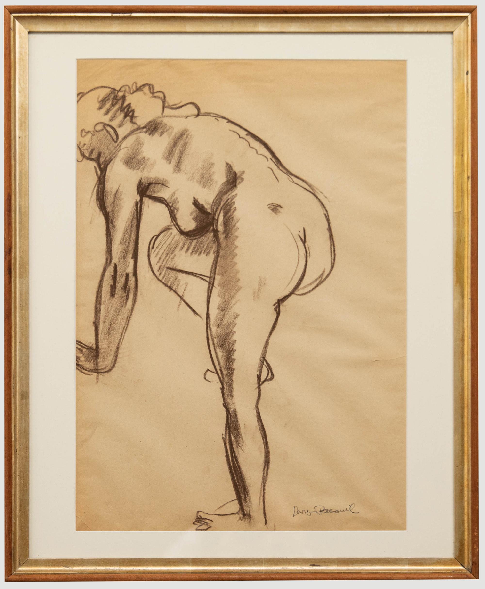 Georges Pacouil (1903-1996) - Mid 20th Century Charcoal Drawing, Dynamic Nude - Art by Unknown