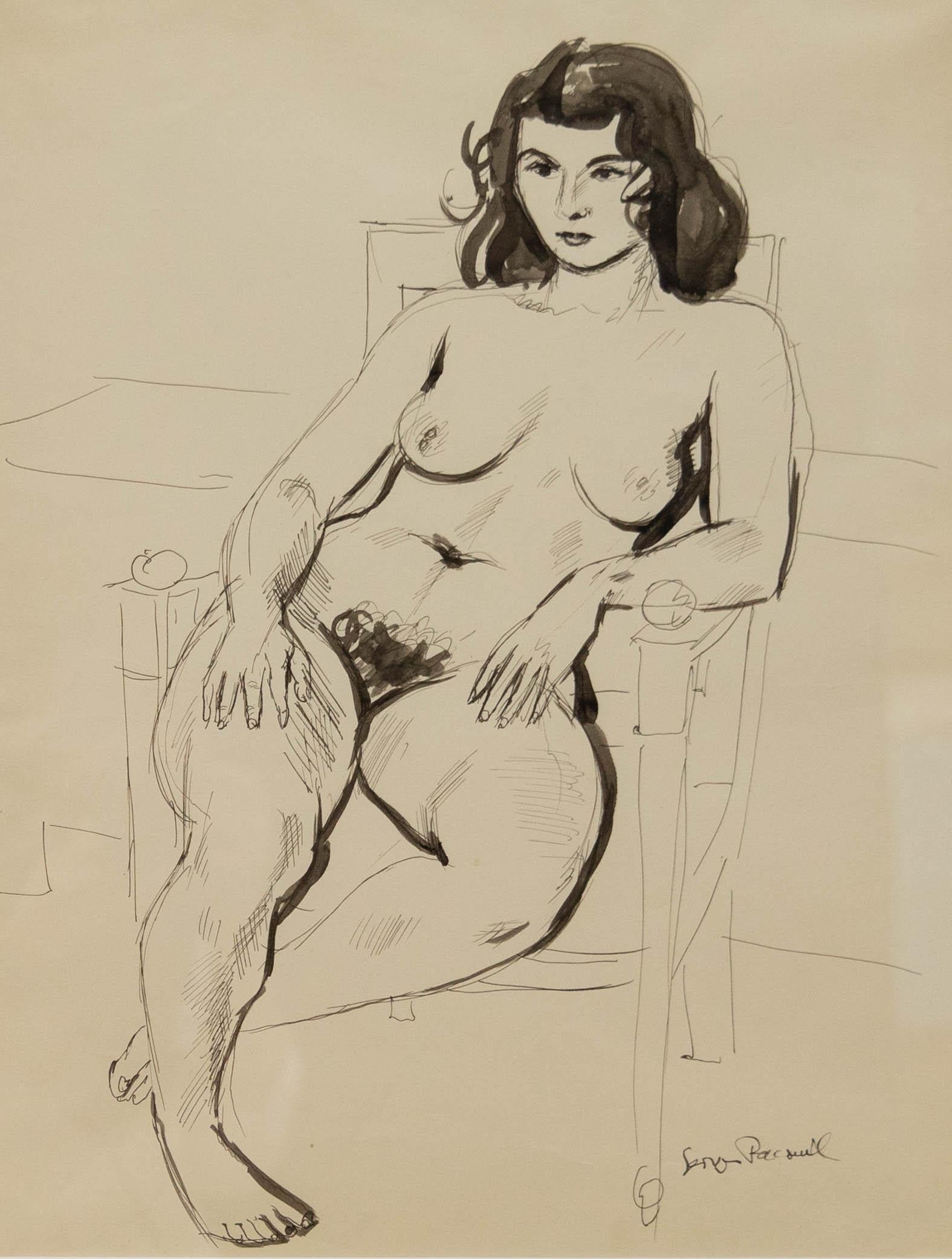 Georges Pacouil (1903-1996) - Mid 20th Century India Ink, Life Model - Art by Unknown