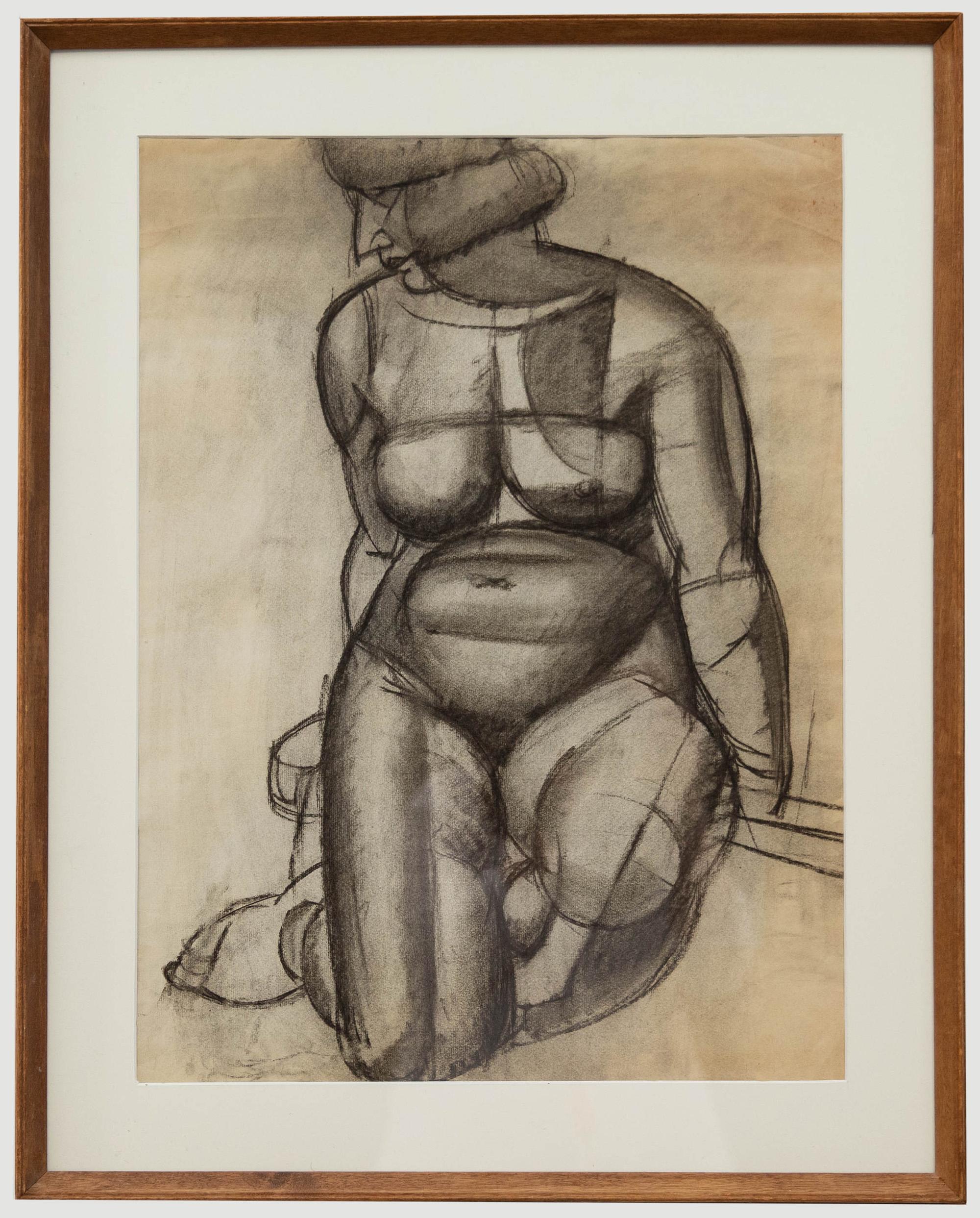 Georges Pacouil (1903-1996) - Charcoal Drawing, Monochromatic Nude - Art by Unknown
