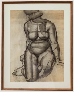 Vintage Georges Pacouil (1903-1996) - Charcoal Drawing, Monochromatic Nude