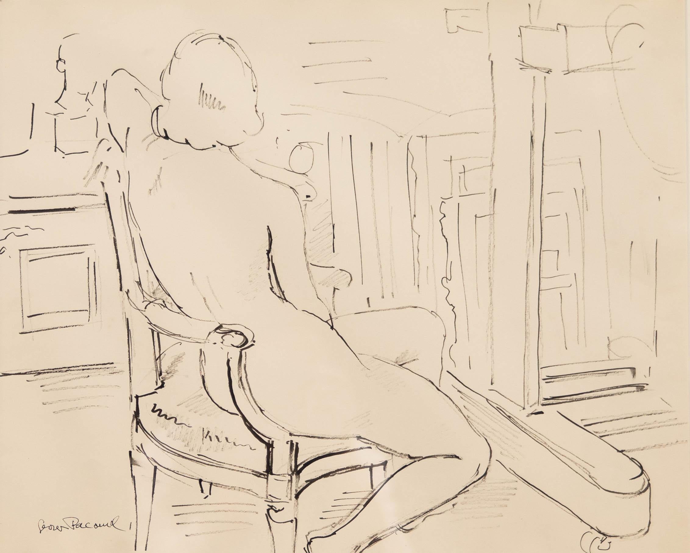Georges Pacouil (1903-1996) - Mid 20th Century India Ink, In the Atelier I - Art by Unknown