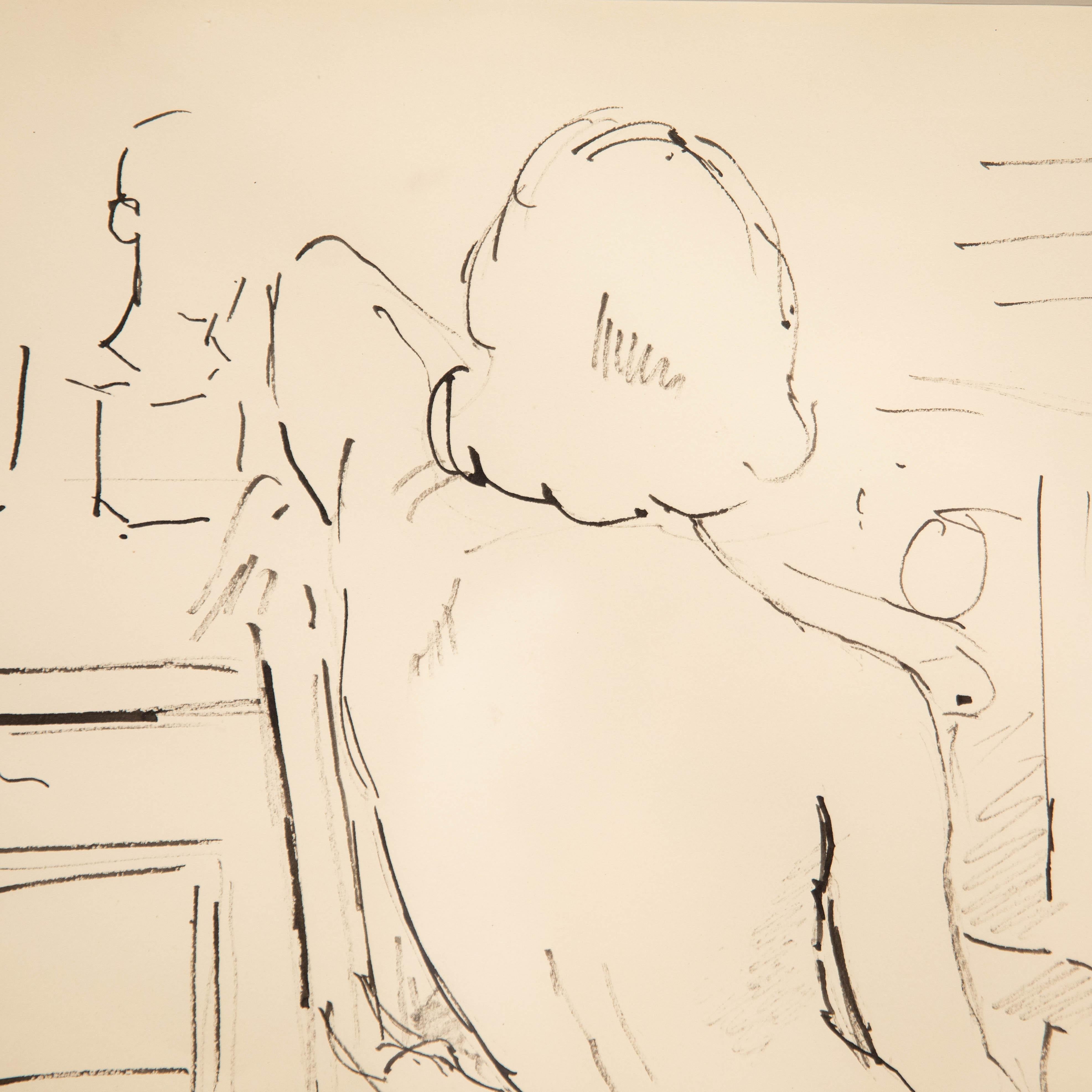 Georges Pacouil (1903-1996) - Mid 20th Century India Ink, In the Atelier I 1