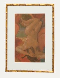 Ken Symonds (1927-2010) - Framed 20th Century Pastel, Nude on Patterned Rug