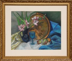 Still Life with Flowers and Platter, Pastel on Paper by Adela Smith Lintelmann